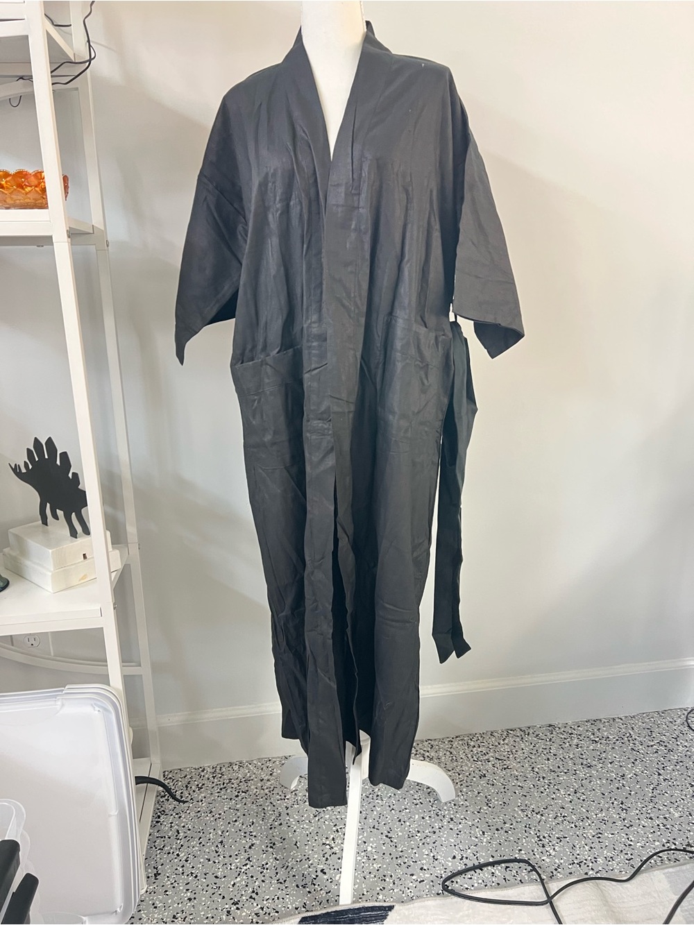 Vintage Black Dragon Embroidered Kimono Robe NWT Medium - Picture 4 of 12